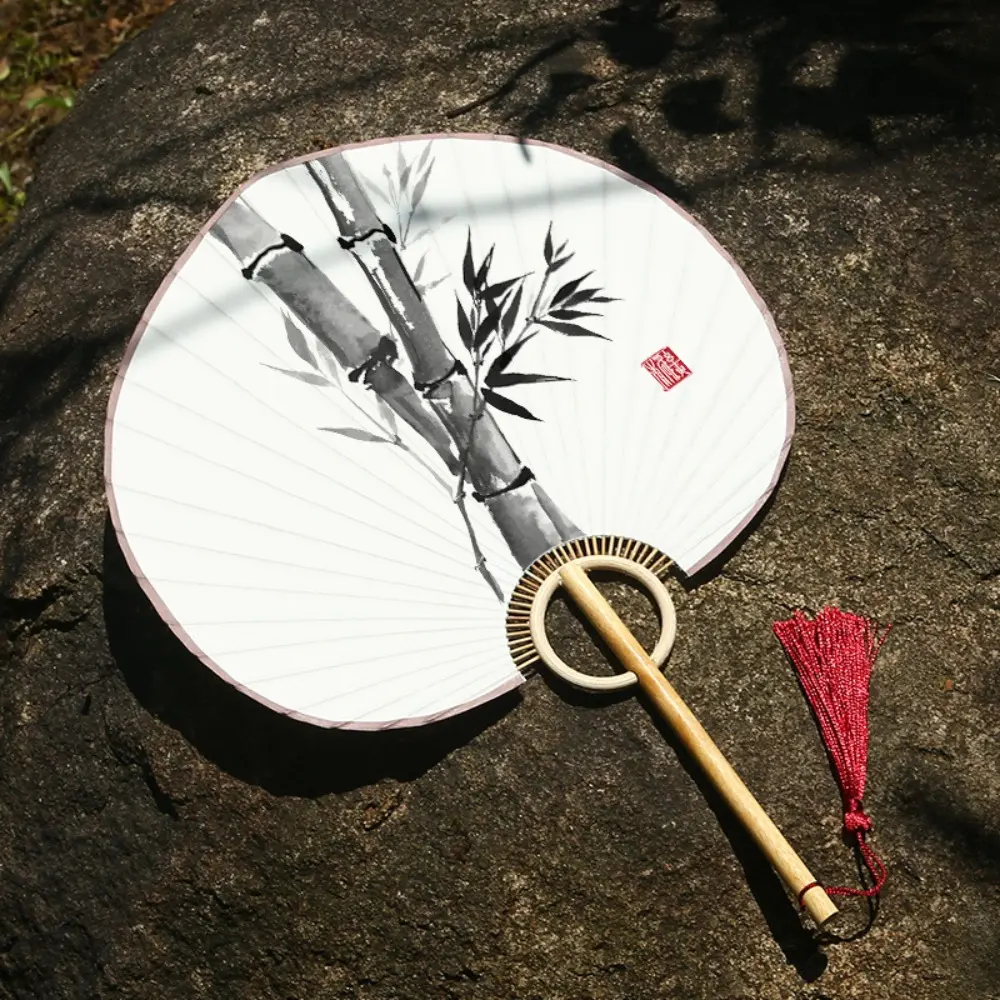 Portable DIY Xuan Paper Fan Bamboo Handle Blank Japanese Style DIY Fan Classical Handmade Hand Painted Fan Painting Creation