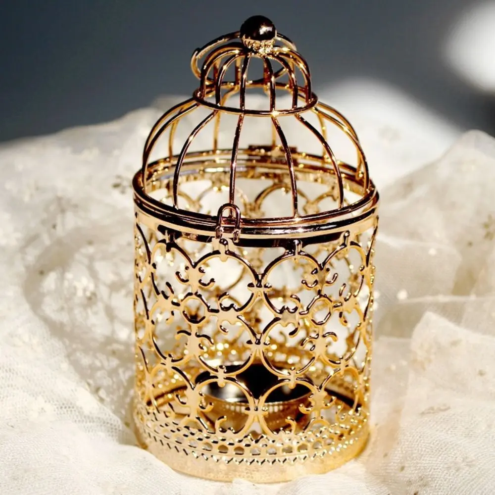 Birdcage Shape Bird Cage Candle Holder Iron Art Decorative Bird Lantern Tealight Exquisite Metal Candlestick Home Decor
