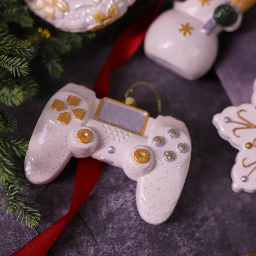 White Christmas Tree Hanging Ornament Plastic Glitter Christmas Pendant with Rope Christmas Home Decoration Shopping Mall