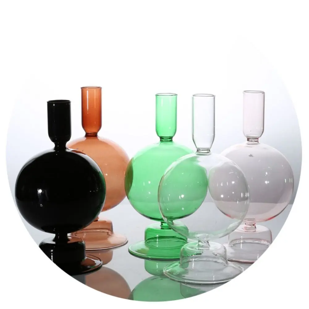 Spherical With Dried Flowers Bookshelf Decoration Wedding Party Single Layer Vase Candlesticks Candle Holders Table Ornaments