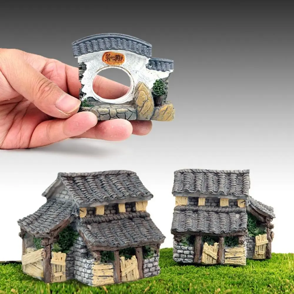 Mini 1 pcs Tradiational Crafts DIY Scene Statue House Model Figurines Bonsai Decor
