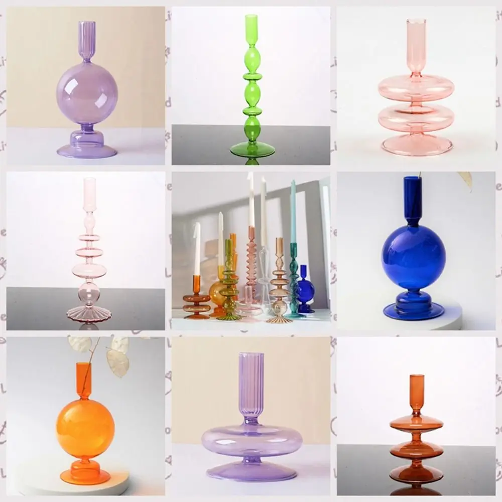 Spherical With Dried Flowers Bookshelf Decoration Wedding Party Single Layer Vase Candlesticks Candle Holders Table Ornaments