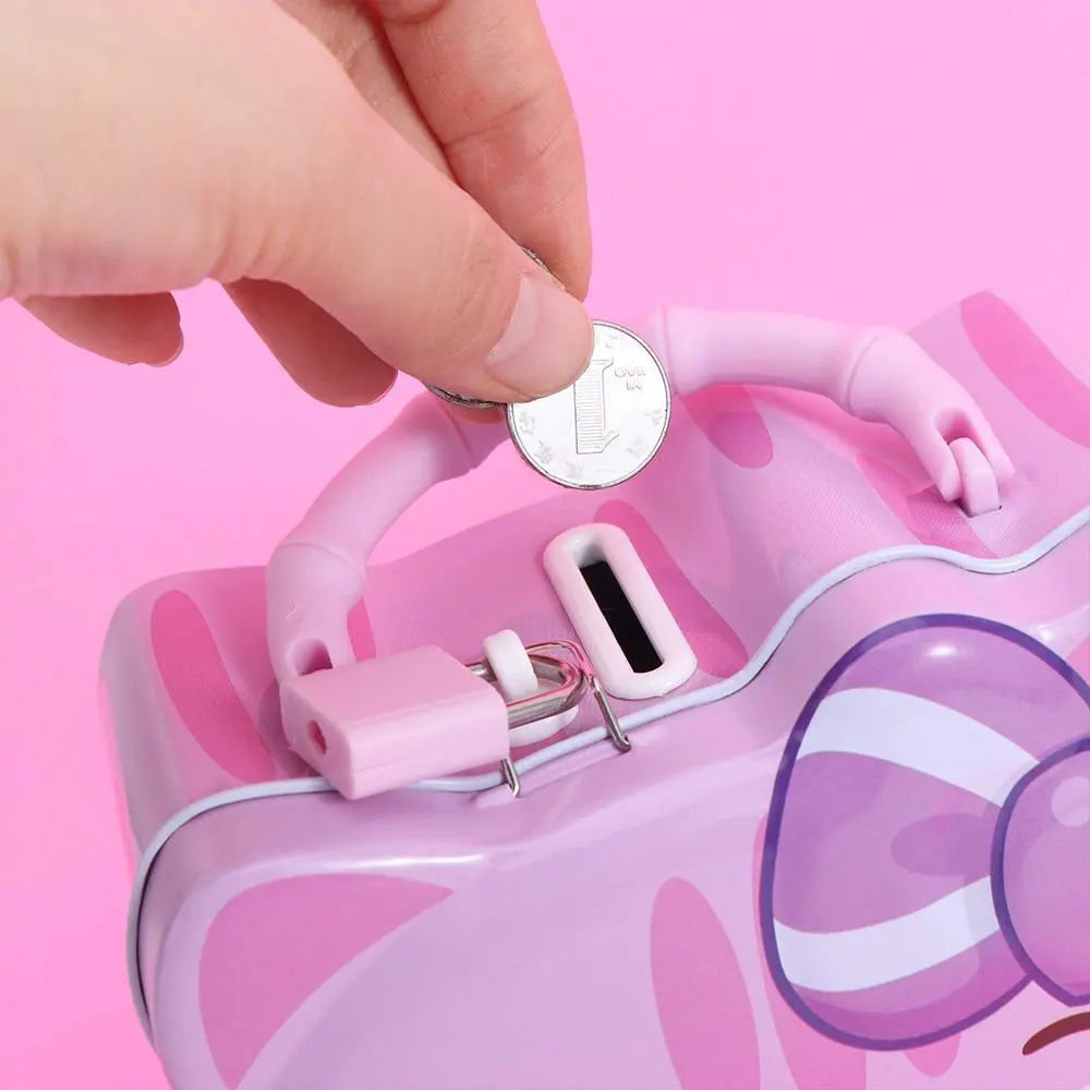 Easy to Use Cartoon Cat Piggy Bank Cute Cat Design Children Saving Box With Lock Coin Deposit Box Collecting Box