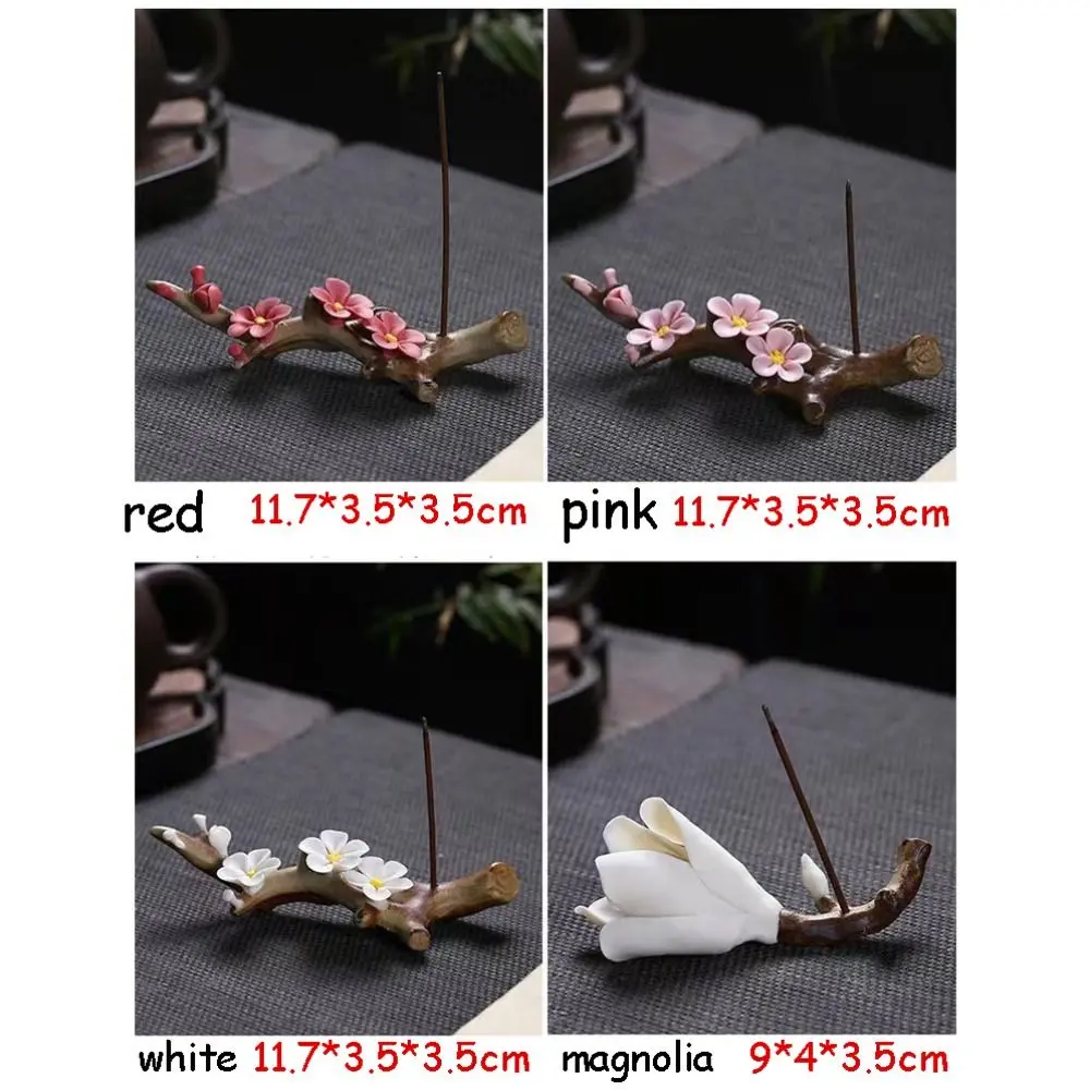 Mini Tea Pet Ornaments Magnolia Shape Plum Blossom Crafts Writing Brush Stand Incense Stick Holder Home Decor Aromatherapy Base