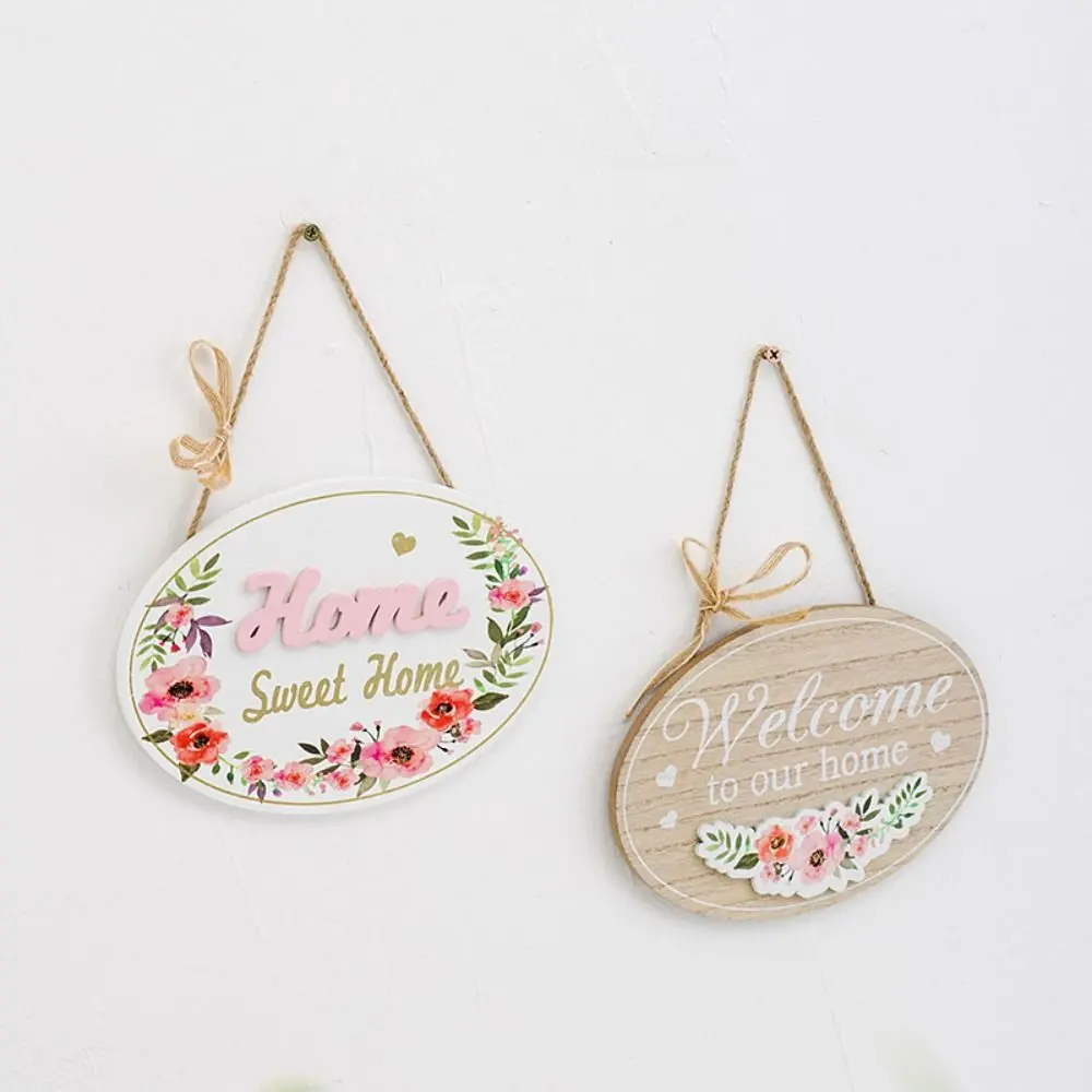 Beautiful Welcome Sign Home Decoration Oval Shape Shop Decor Garden Plaque Door Plate Layout Props Door Hanging Ornaments
