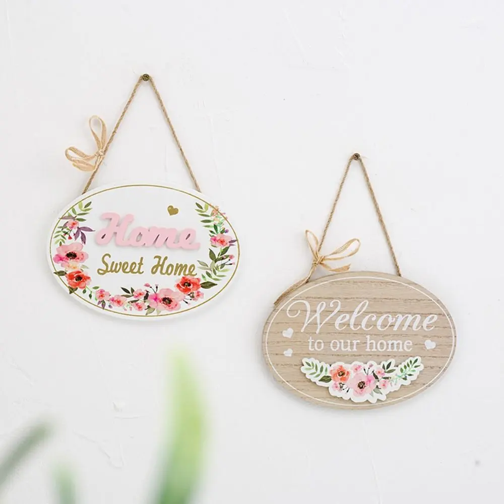 Beautiful Welcome Sign Home Decoration Oval Shape Shop Decor Garden Plaque Door Plate Layout Props Door Hanging Ornaments