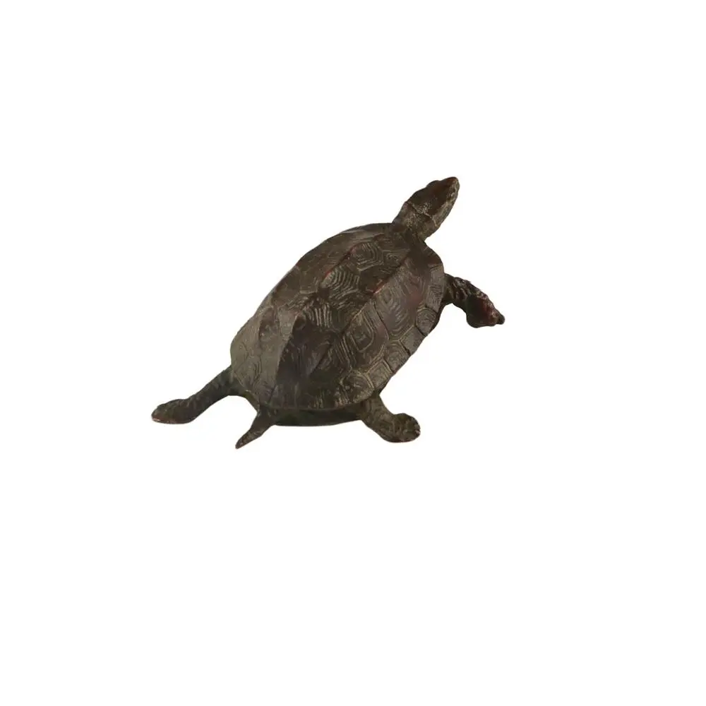 Crafts Copper Turtle Statue Vintage Antique Animal Figurine Exquisite Creative Miniatures Sculpture Office