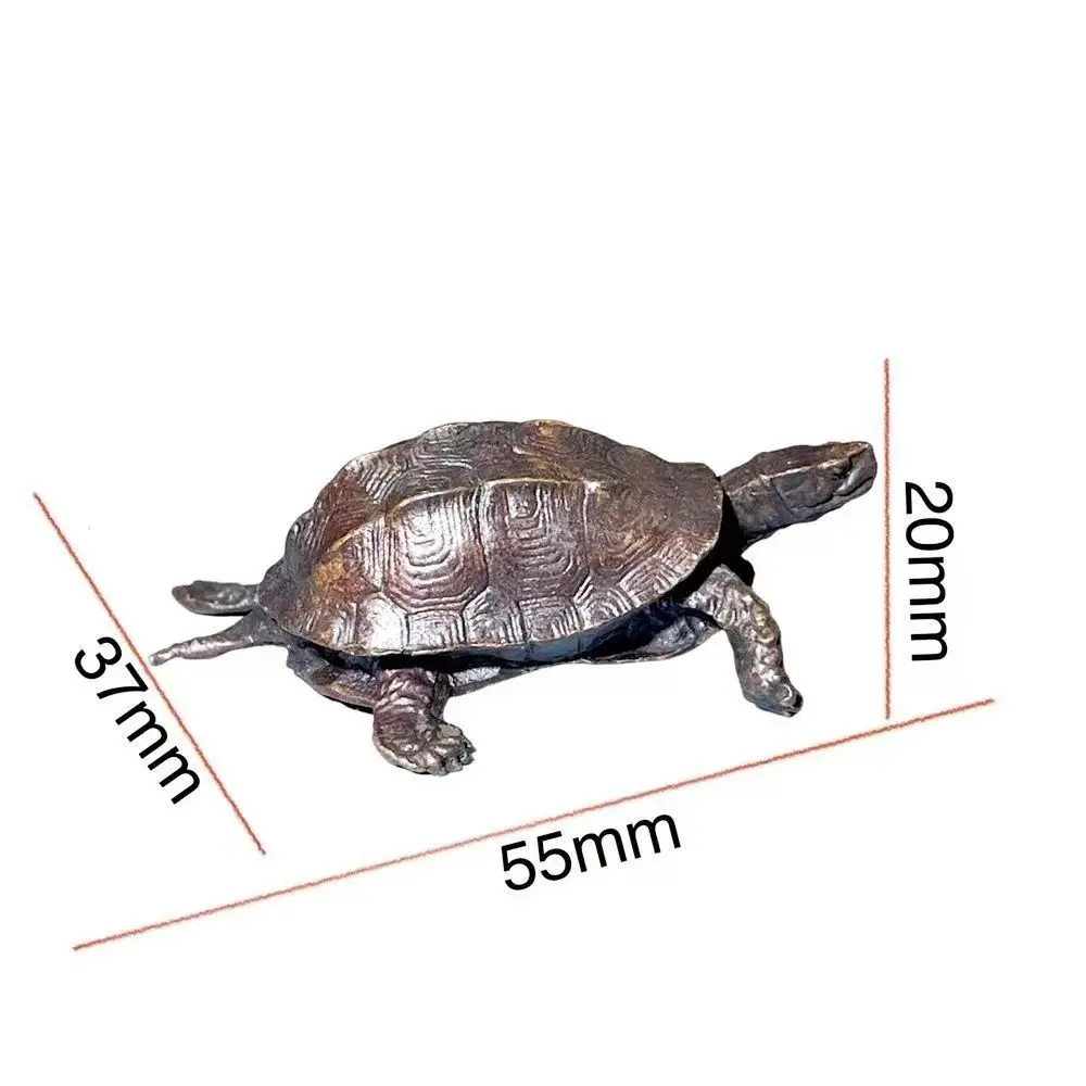 Crafts Copper Turtle Statue Vintage Antique Animal Figurine Exquisite Creative Miniatures Sculpture Office