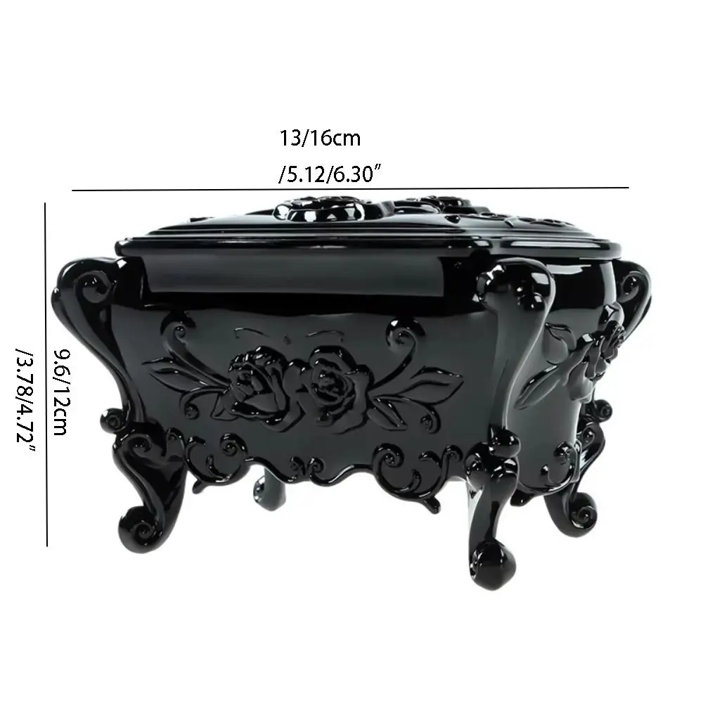 Beautiful With Mirror Rose Flower Storage Box Korean Style Retro Jewelry Storage Box Carved Office