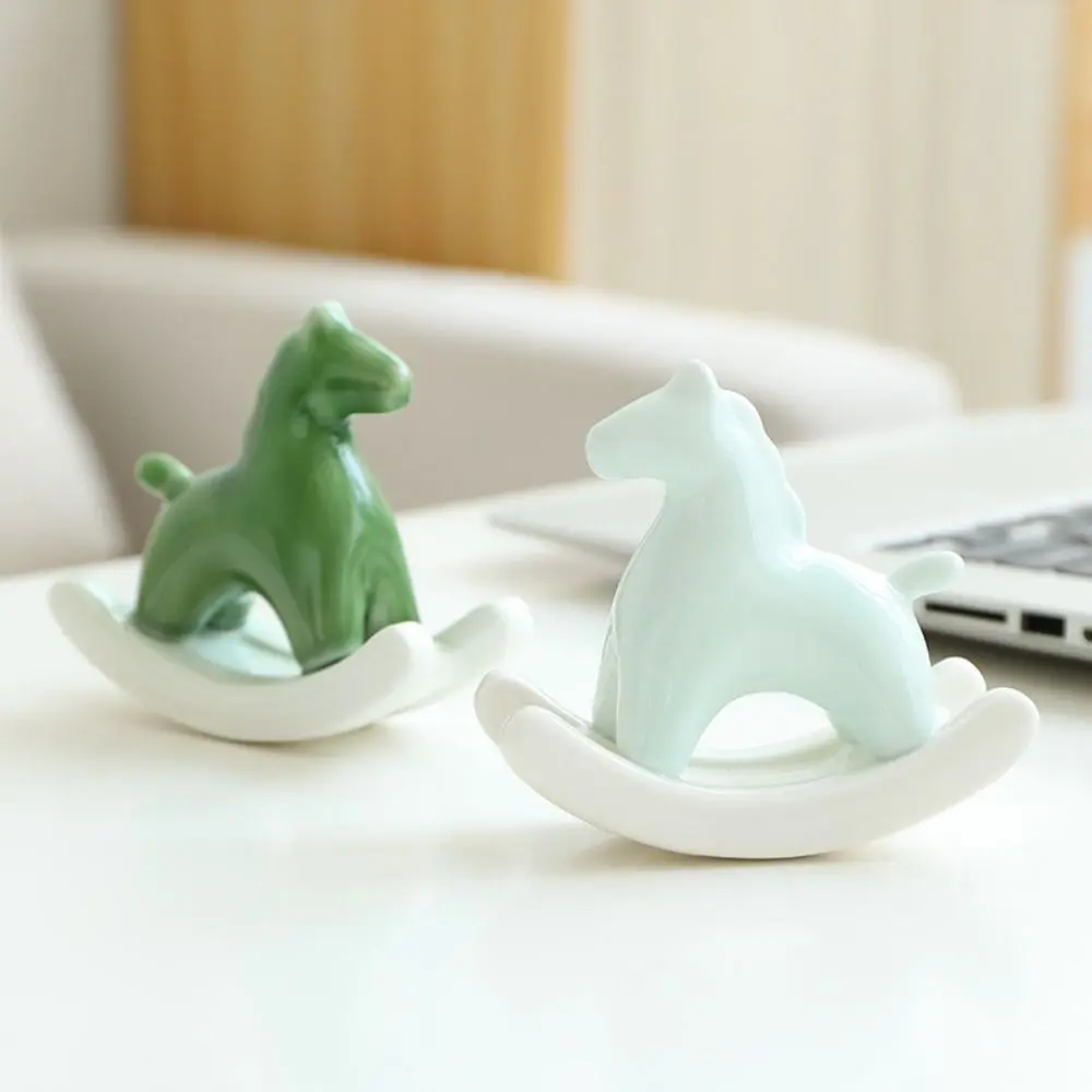 Ceramic Rocking Horse Ornament Exquisite Equilibrium Principle Horse Sculpture Crafts Mini Colorful Decoration Horse Living Room