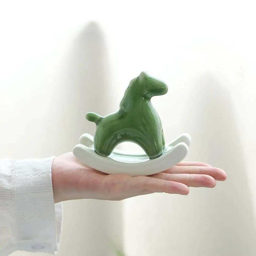 Ceramic Rocking Horse Ornament Exquisite Equilibrium Principle Horse Sculpture Crafts Mini Colorful Decoration Horse Living Room