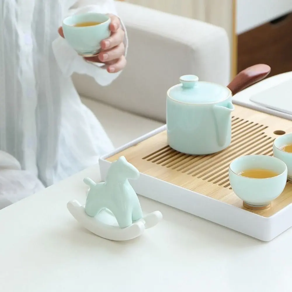 Ceramic Rocking Horse Ornament Exquisite Equilibrium Principle Horse Sculpture Crafts Mini Colorful Decoration Horse Living Room