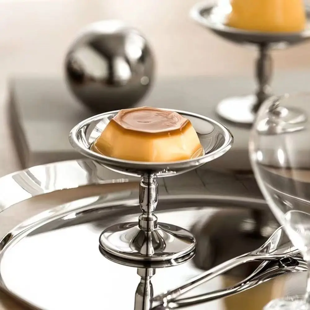 Cake Stand Stainless Steel Ice Cream Cup Fashion Multi-Function Snacks Storage Cup Silver Tall Fruit Bowl Fruit Salad Bowl
