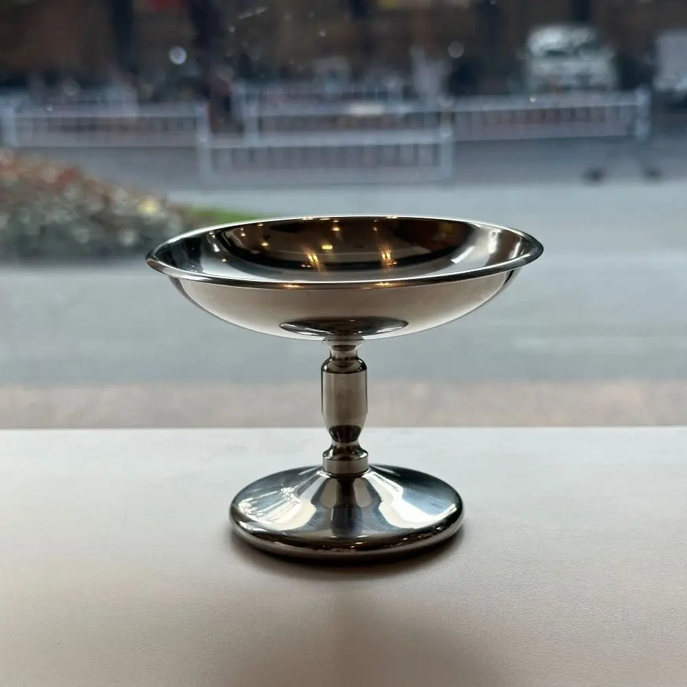 Cake Stand Stainless Steel Ice Cream Cup Fashion Multi-Function Snacks Storage Cup Silver Tall Fruit Bowl Fruit Salad Bowl