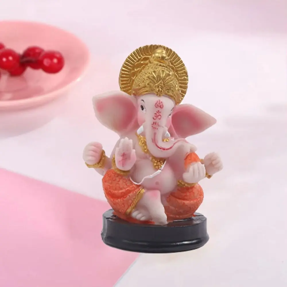 Delicate Resin Crafts Elephant God Sculpture Decorative Small Ganesha Statue Unique Car Elephant Statue Garden