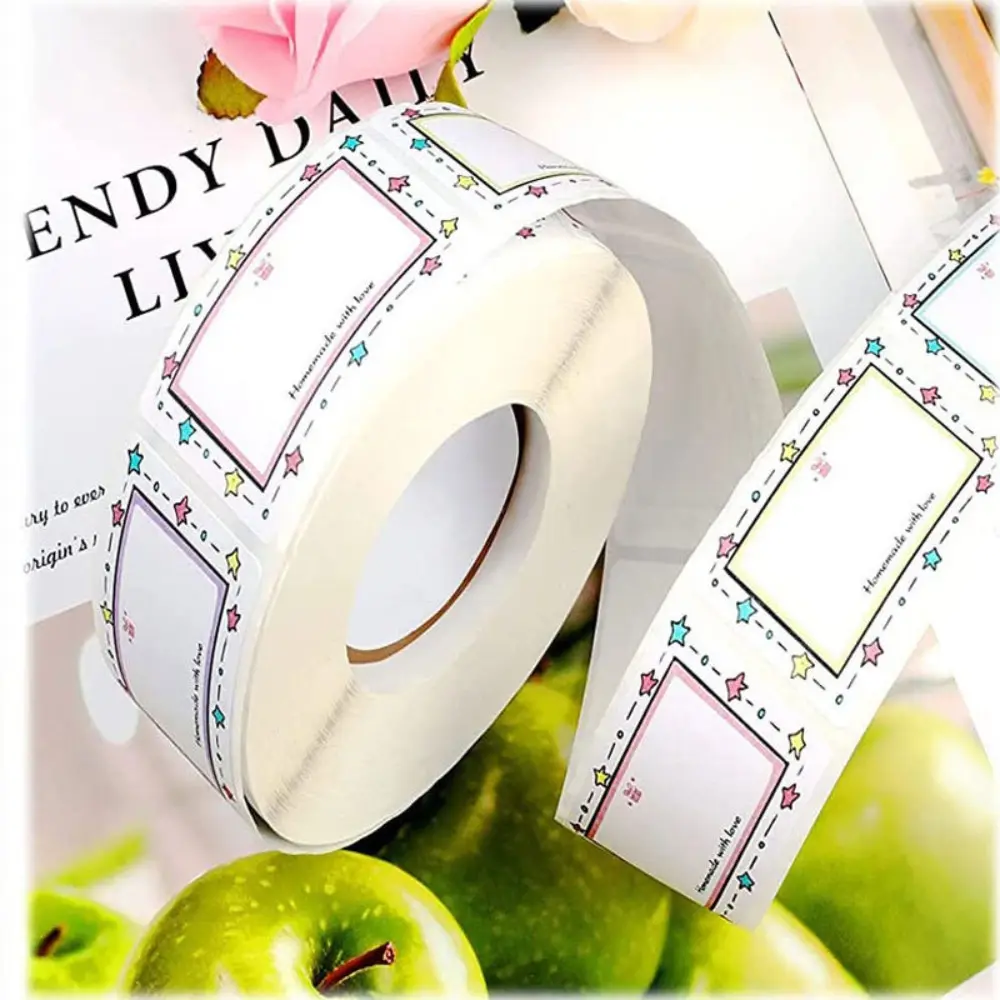 250Pcs/Roll Blank Kitchen Name Label Sticker Color Border Handwritten Adhesive Label Rectangle Seasoning Jar Label School