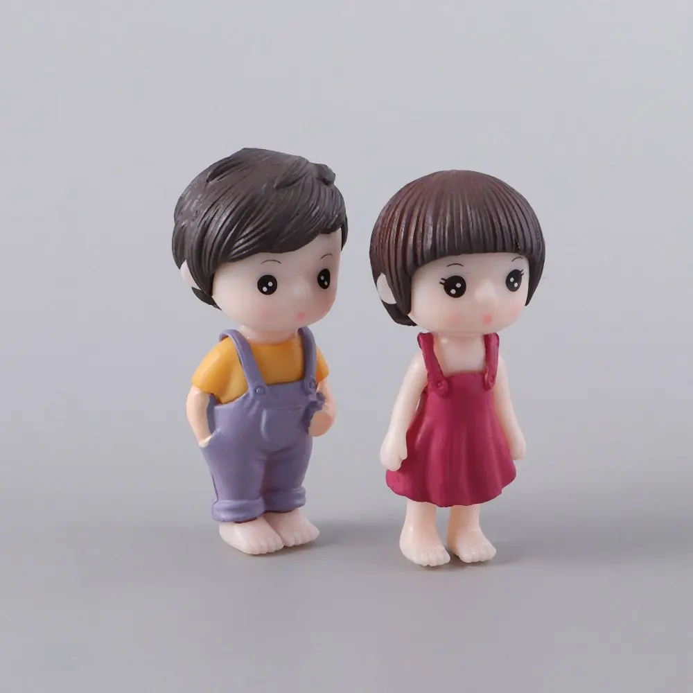 1 Pair Micro Landscape Cute Mini Bonsai Dollhouse Little Lovers Miniature Doll Craft Boy Girl Ornament Couples Figurine