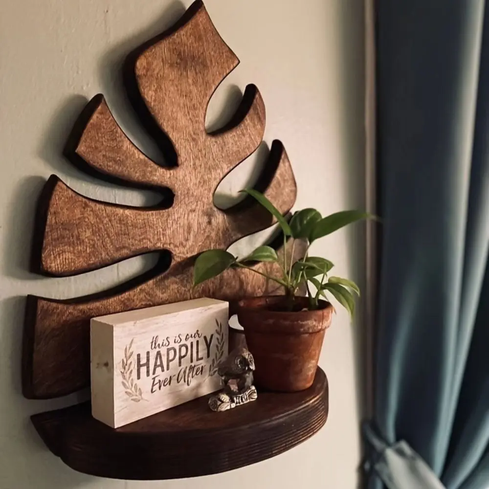 Crafts Wooden Wall Decoration Frame Creative Wall Mounted Plant Wall Hanging Retro Modern Storage Rack Home