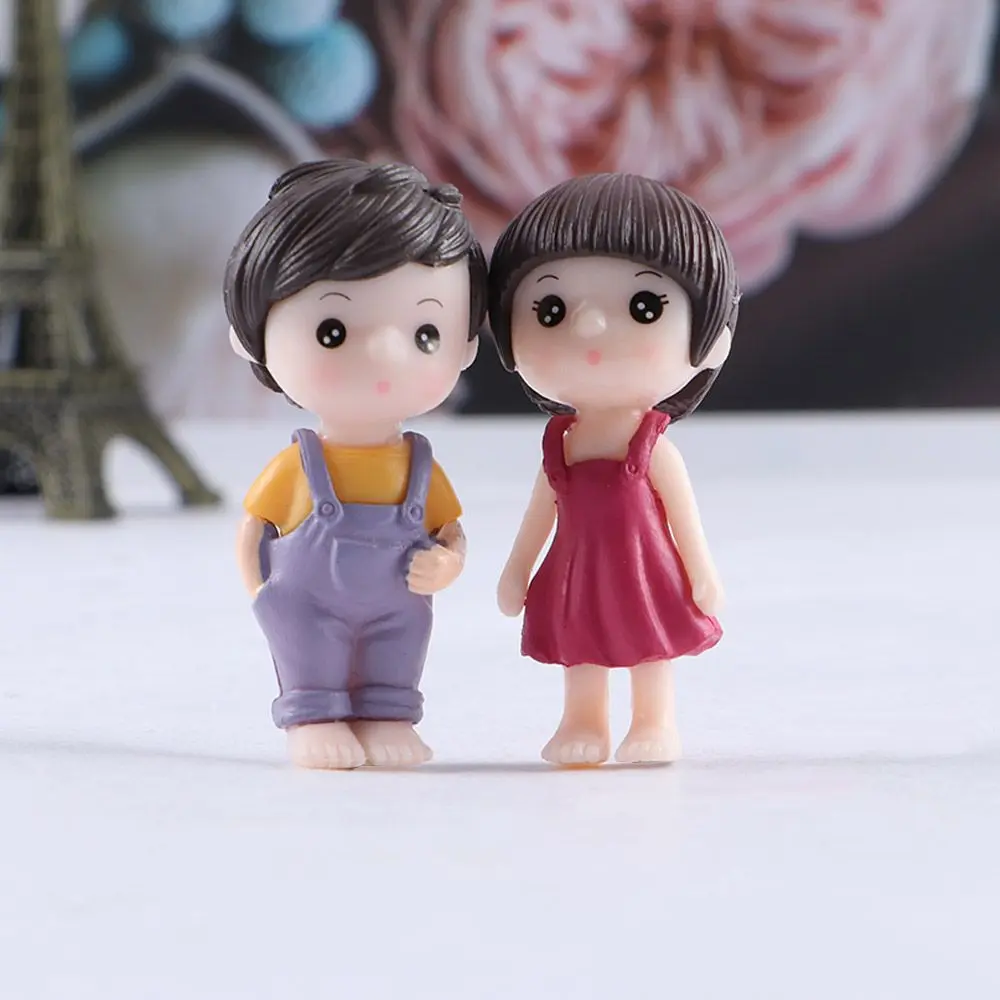 1 Pair Micro Landscape Cute Mini Bonsai Dollhouse Little Lovers Miniature Doll Craft Boy Girl Ornament Couples Figurine