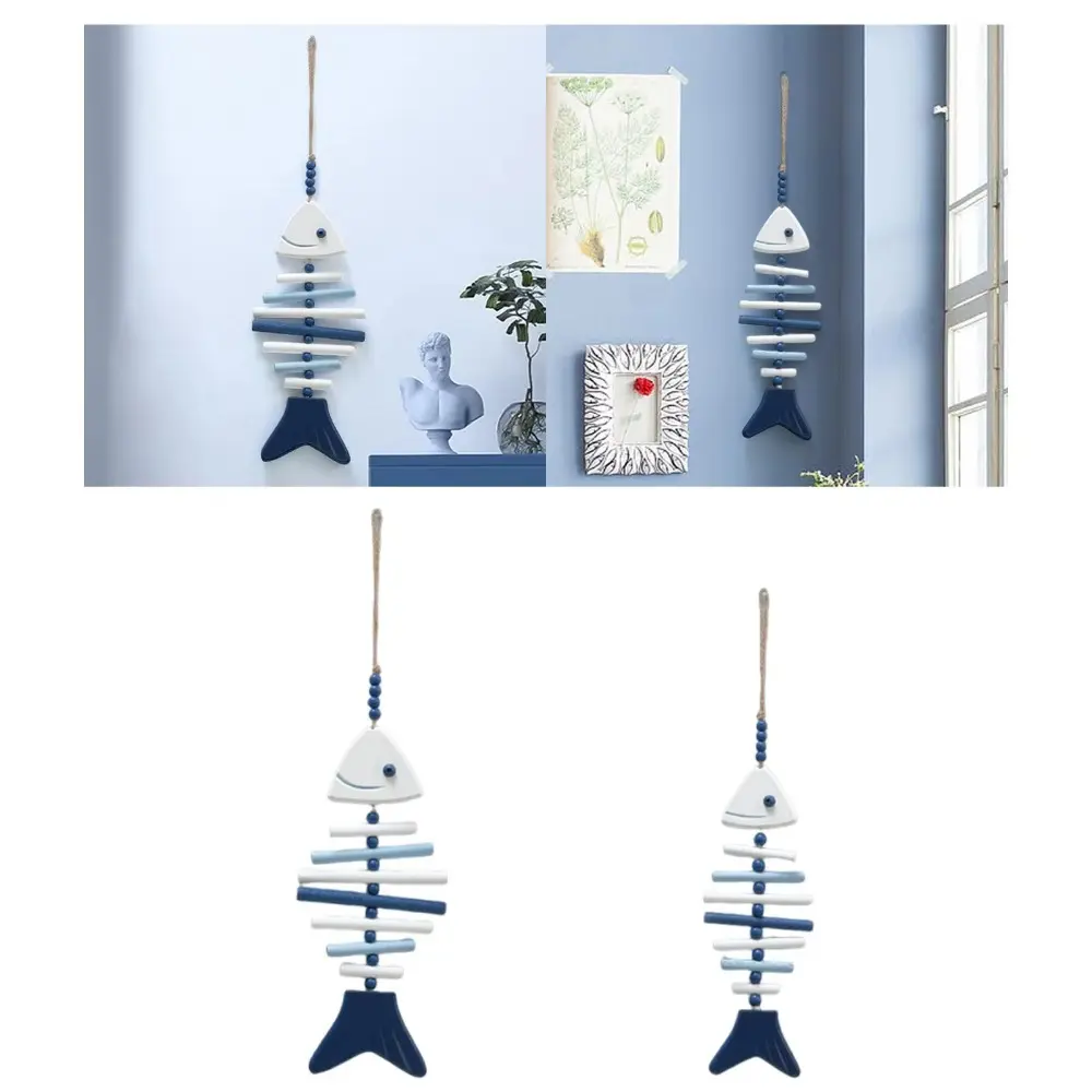 Creative Wall Mounted Wooden Fish Pendant Durable Exquisite Fish Bone Pendant Unique Fish Hanging Ornament Coffee