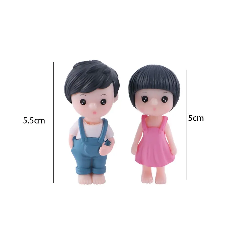 1 Pair Micro Landscape Cute Mini Bonsai Dollhouse Little Lovers Miniature Doll Craft Boy Girl Ornament Couples Figurine