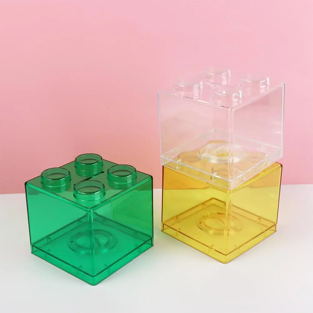 Transparent Colorful Cash Toy Gift Boy Girls Change Box Money Saving Box Building Block Coin Box Coin Bank Storage Box