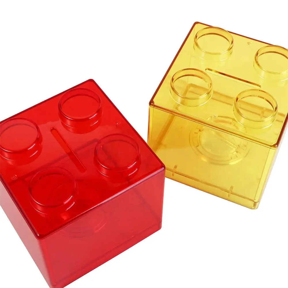 Transparent Colorful Cash Toy Gift Boy Girls Change Box Money Saving Box Building Block Coin Box Coin Bank Storage Box