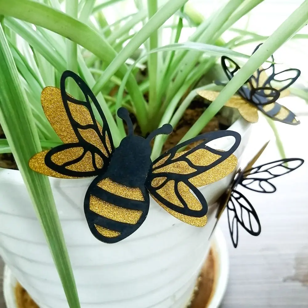12pcs Cartoon 3D Bee Wall Stickers DIY Festival Small Bee Wall Painting Double-layer Paper Simulation Bee Decoration Wedding