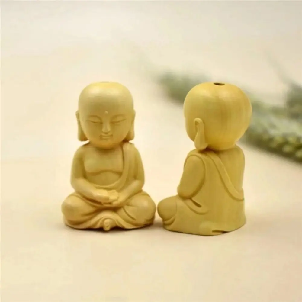 Easy Use Handicraft Home Decor Boxwood Carved Baby Buddha Buddha Statue Car Ornament Little Monk Figurines Key Chain Pendant