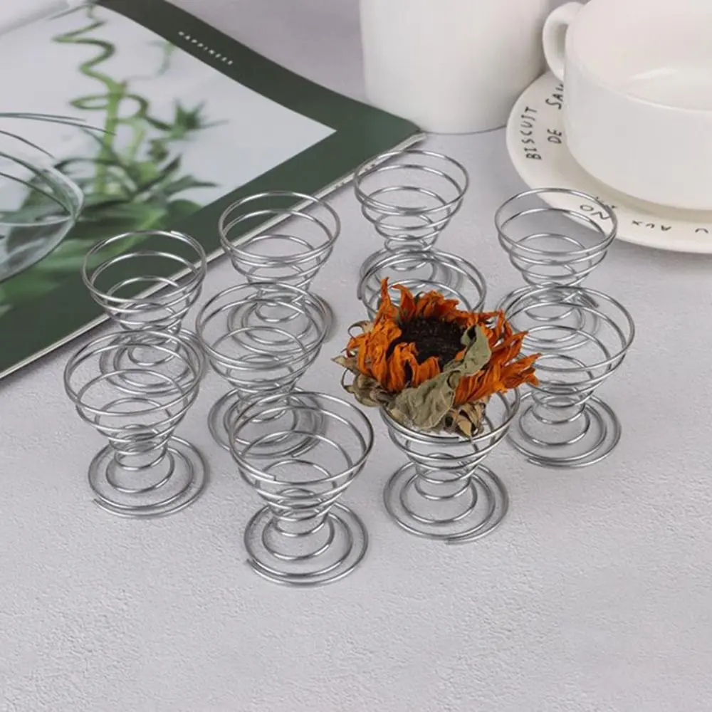 3Pcs/set Pineapple Base Air Plant Stand Stainless Steel Spring Wire Spring Base Holder Silver Mini Spring Wire Egg Tray