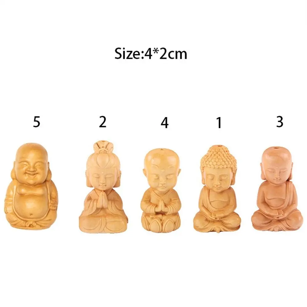 Easy Use Handicraft Home Decor Boxwood Carved Baby Buddha Buddha Statue Car Ornament Little Monk Figurines Key Chain Pendant