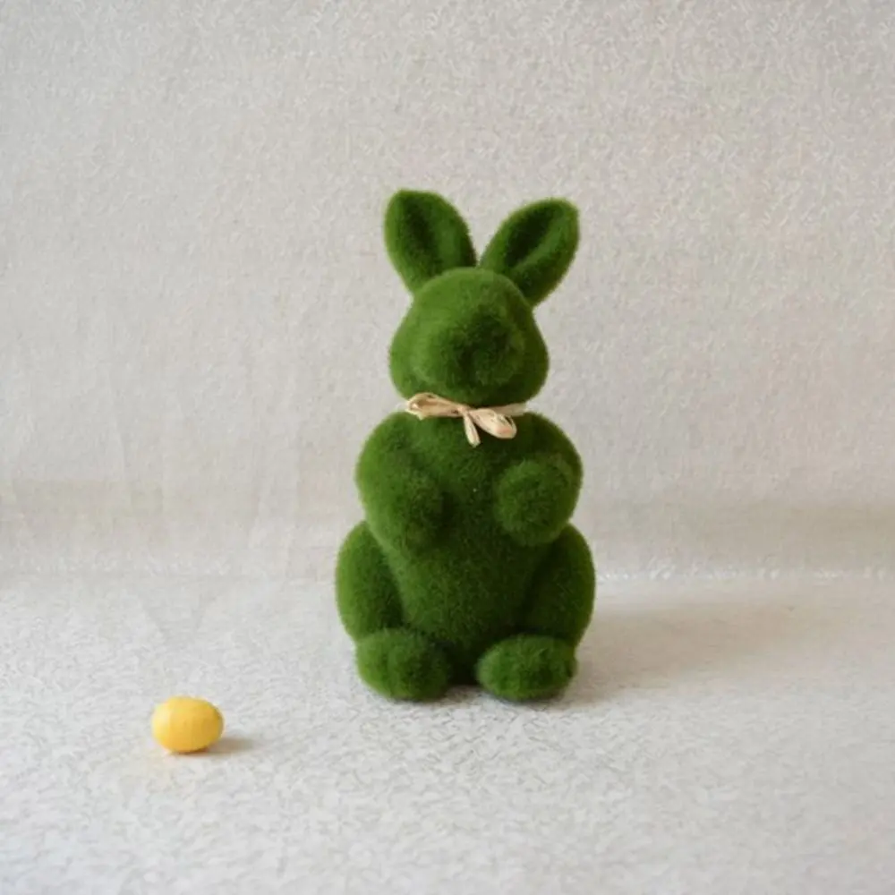 Spring Handmade Statue Easter Rabbit Ornaments Artificial Moss Bunny Artificial Turf Garden Decorations Home Office Decor