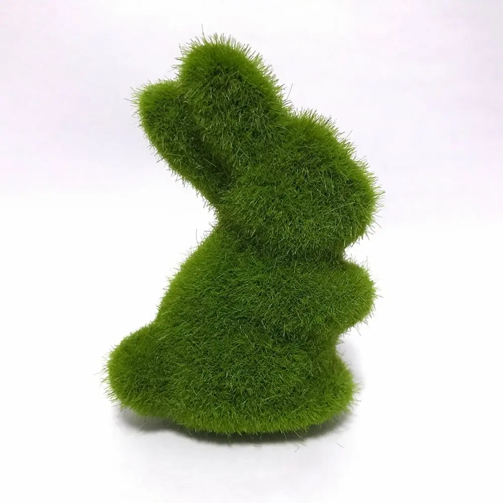 Spring Handmade Statue Easter Rabbit Ornaments Artificial Moss Bunny Artificial Turf Garden Decorations Home Office Decor