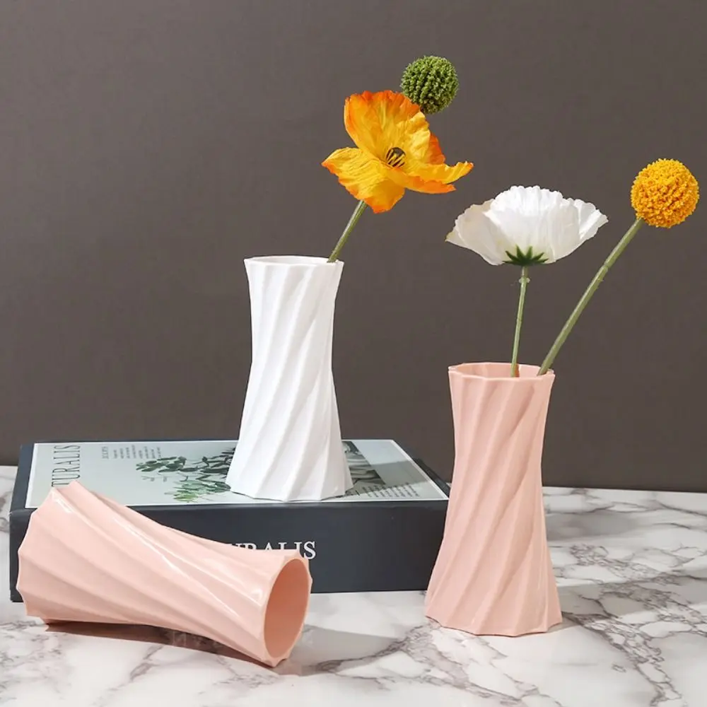 Plastic Plastic Colored Vase Durable Smooth Handcrafted Flower Pot Break-resistant Potted Container Ornaments Wedding Decor