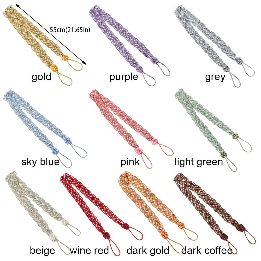 2Pcs/se Elegant Braided Braided Curtain Tiebacks Satin Rope Simple Curtain Buckle Straps Polyester Classic Home Decor