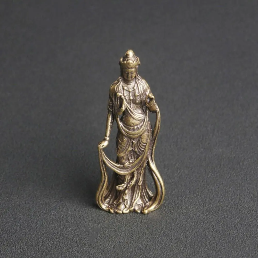 Antique Bodhisattva Statue Buddha Characters Copper Guan Yin Buddha Sculptures Art Sculpture Standing Bodhisattva Ornaments