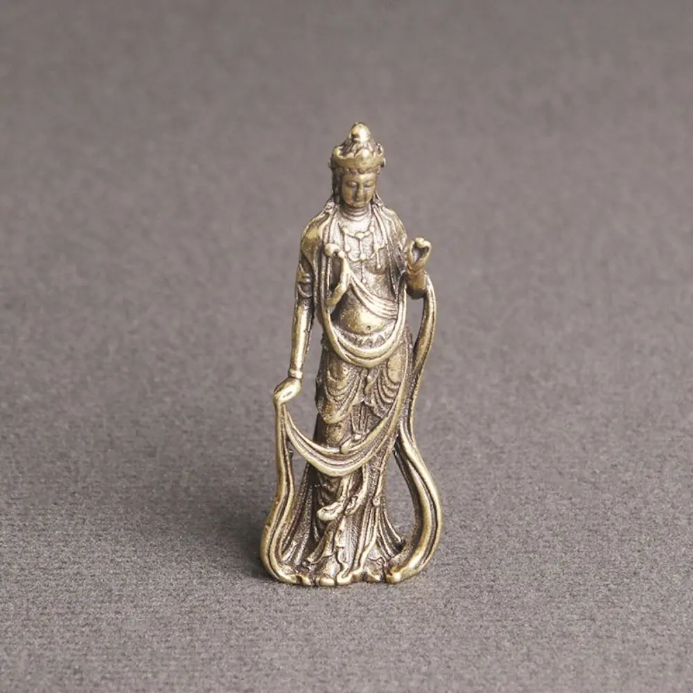 Antique Bodhisattva Statue Buddha Characters Copper Guan Yin Buddha Sculptures Art Sculpture Standing Bodhisattva Ornaments