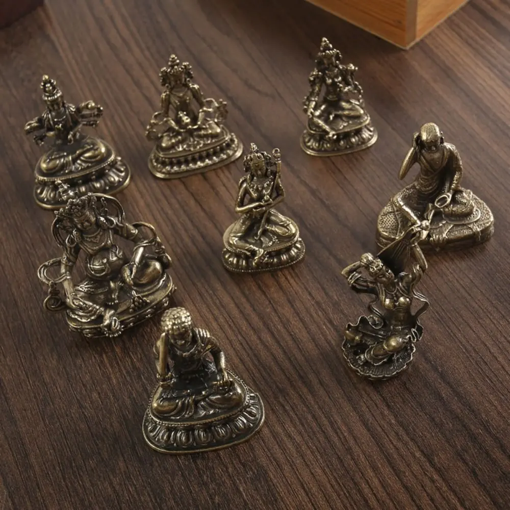 Vintage Unique Brass Buddha Statue Delicate Copper Craft Desktop Buddha ​Figurine 3D Buddha Small Ornaments Office