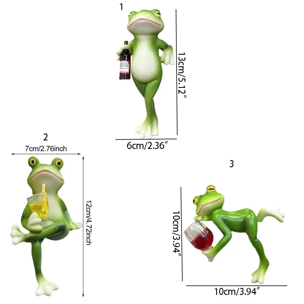 Funny Hand-Painted Frog Hanging Flower Pot Cartoon Animal Standing Frog Figurines Decorative Resin Frog Ornament Garden
