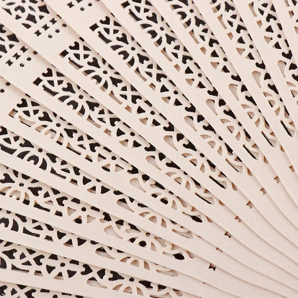 Punched Wood Fan Handle Hand Fan Sandalwood Fan Folding Fans Hollow Dance Hand Fans Photo Prop Tool Hand Held Flower Fans