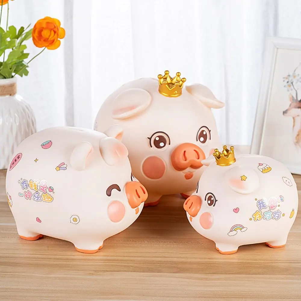 Funny Enamel Pig Piggy Bank Cartoon Anti-fall Animal Saving Jar High Capacity Saving Jar Ornament Desktop
