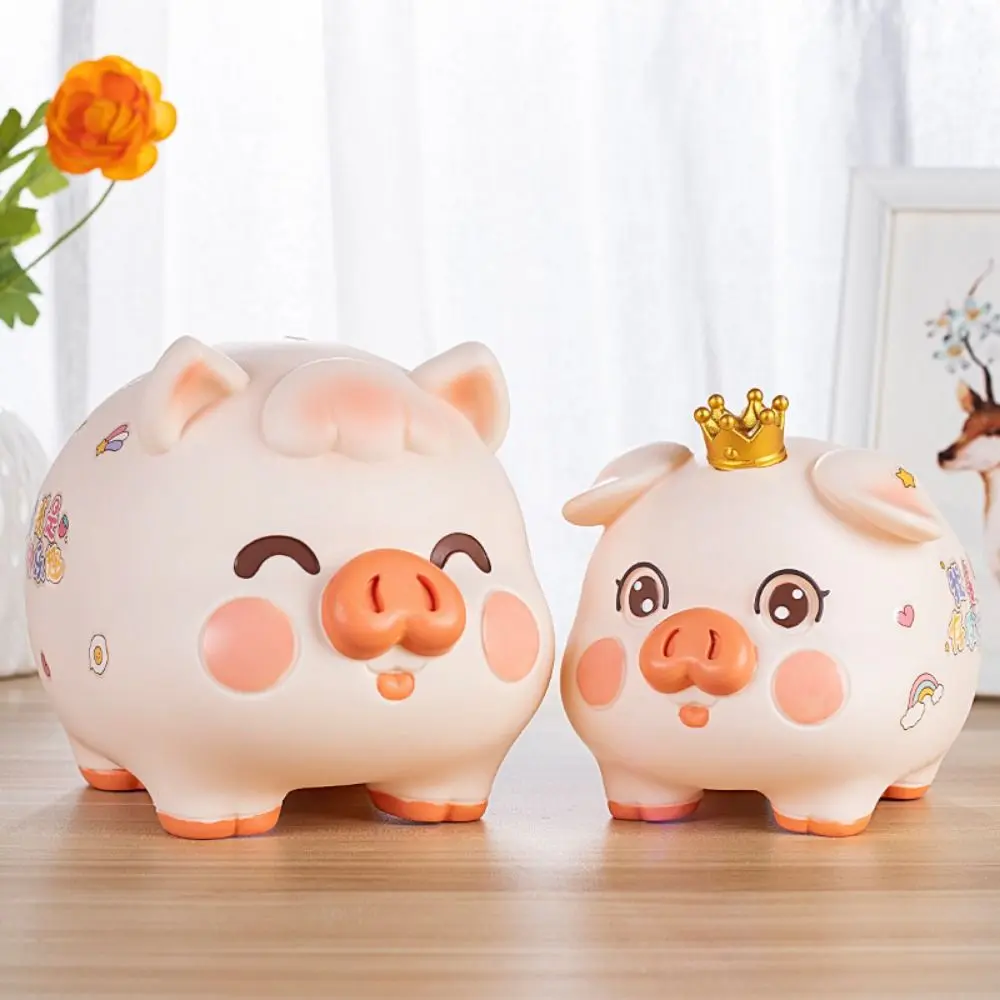 Funny Enamel Pig Piggy Bank Cartoon Anti-fall Animal Saving Jar High Capacity Saving Jar Ornament Desktop