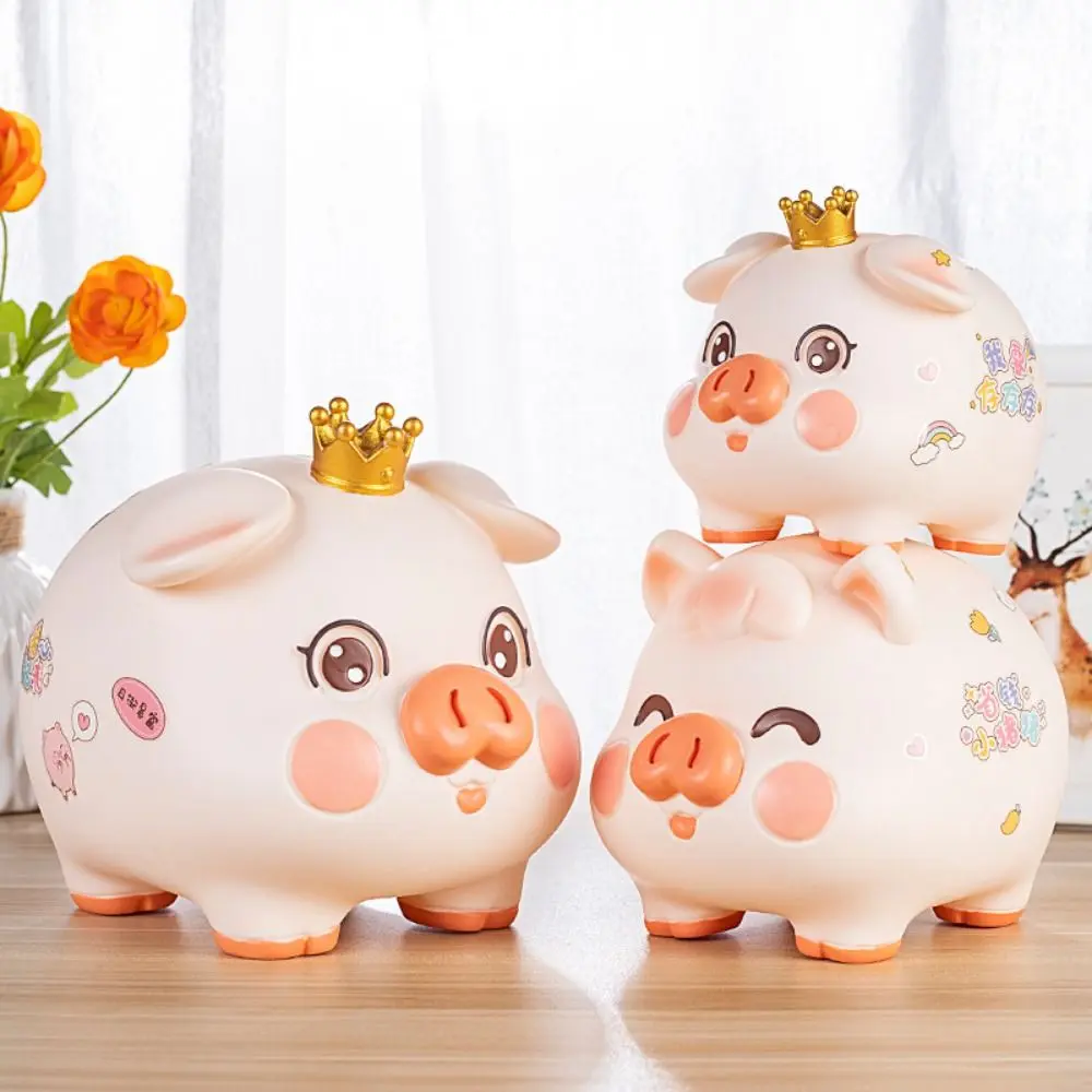 Funny Enamel Pig Piggy Bank Cartoon Anti-fall Animal Saving Jar High Capacity Saving Jar Ornament Desktop