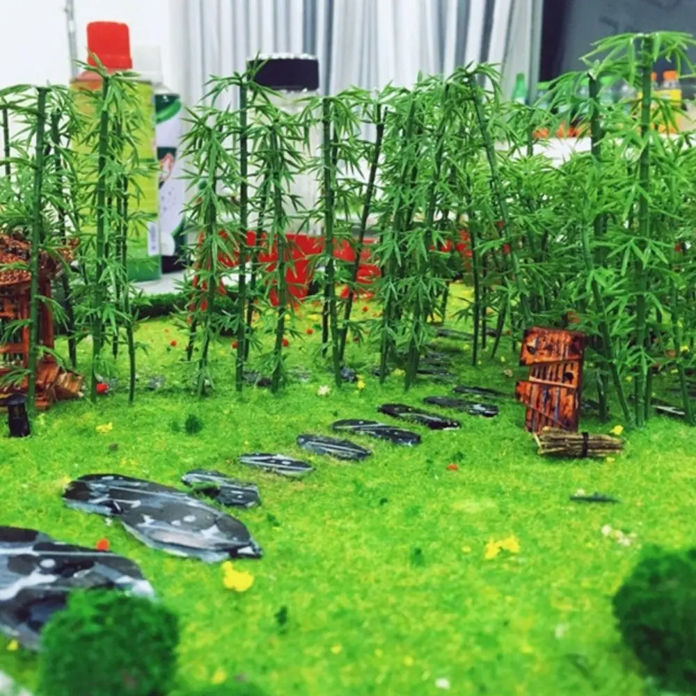 10pcs Plastic Miniature Bamboo Tree Artificial Simulated Sand Table Model Reusable Small Simulation Green Plants Party