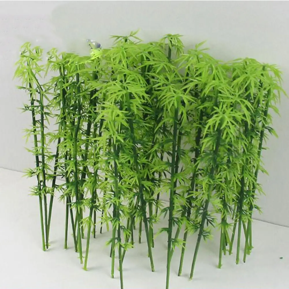 10pcs Plastic Miniature Bamboo Tree Artificial Simulated Sand Table Model Reusable Small Simulation Green Plants Party
