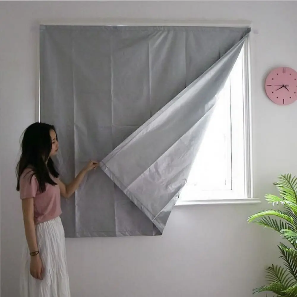 Non-transparent Light Blocking Curtains Punch-free Sun Protection Punch-free Curtains Fully Shaded Design Sunshade Curtain Cloth