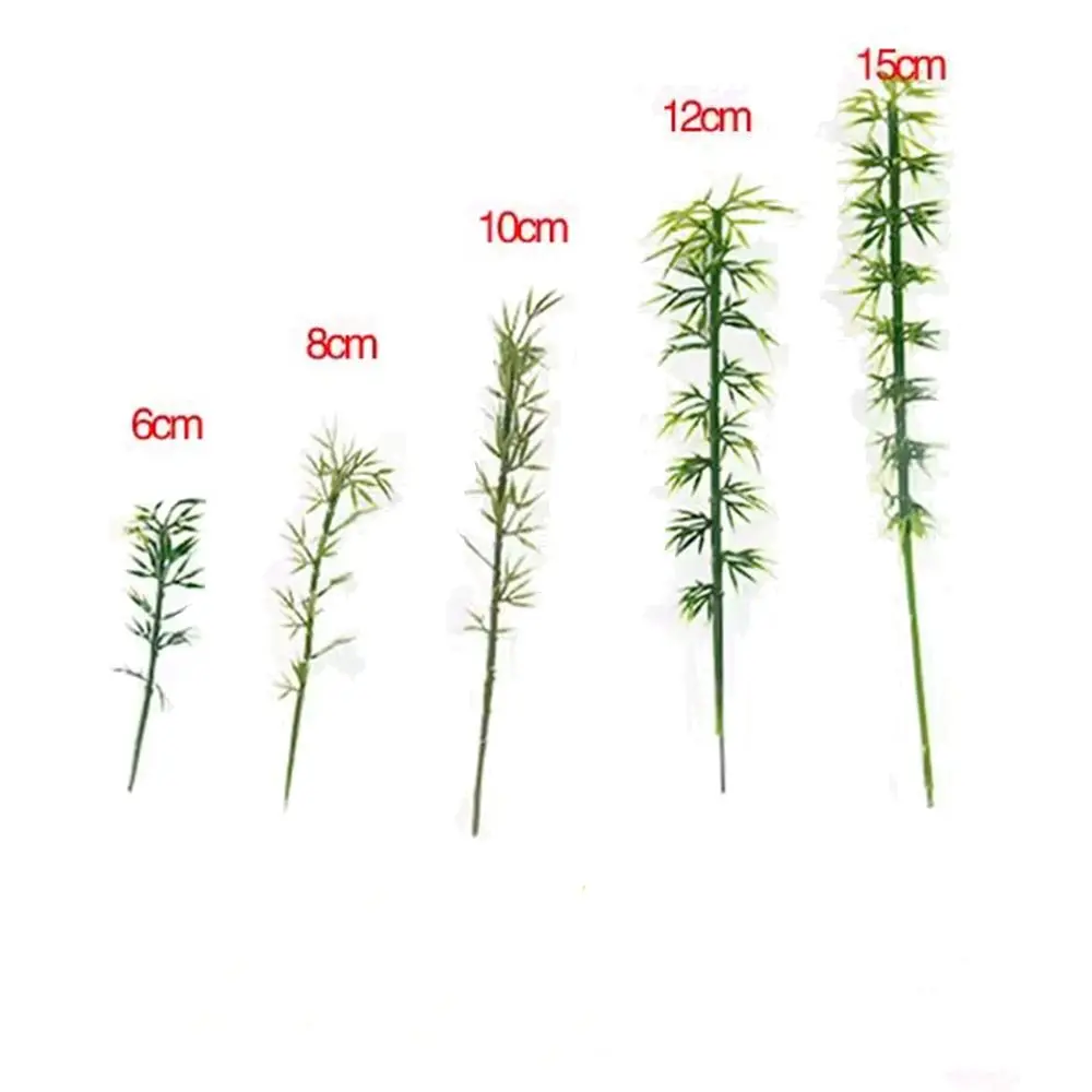 10pcs Plastic Miniature Bamboo Tree Artificial Simulated Sand Table Model Reusable Small Simulation Green Plants Party