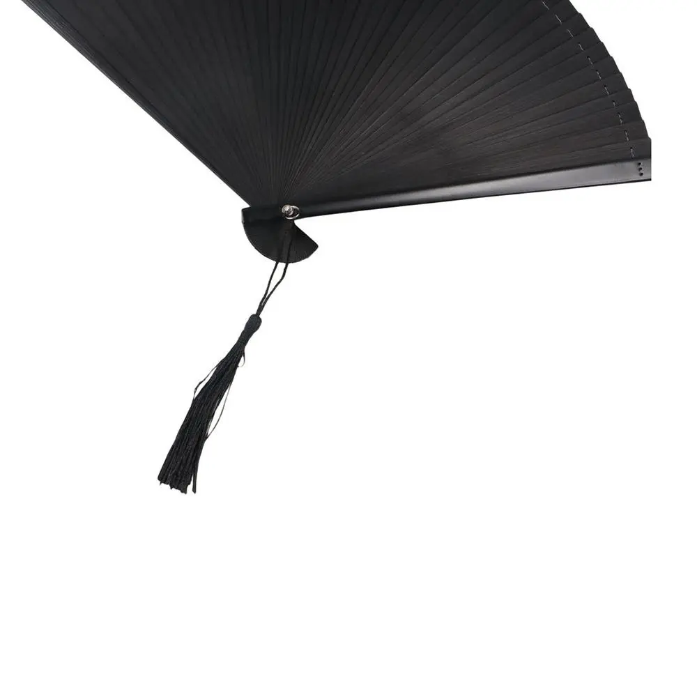 Black 1Pcs Classical Portable Dance Props Compact Ornament Bamboo Fan Dance Fan Kimono Fan