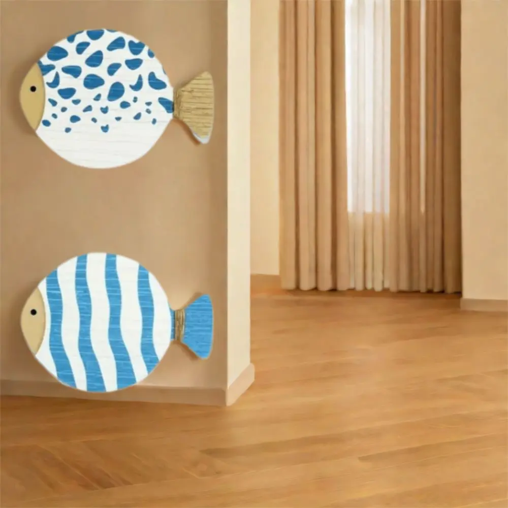 4pcs Wooden Ocean Fish Wall Hanging Ornament Hand Carved Wall Art Nautical Beach Fish Pendant Funny Ocean Animal Signs Cafe Bar
