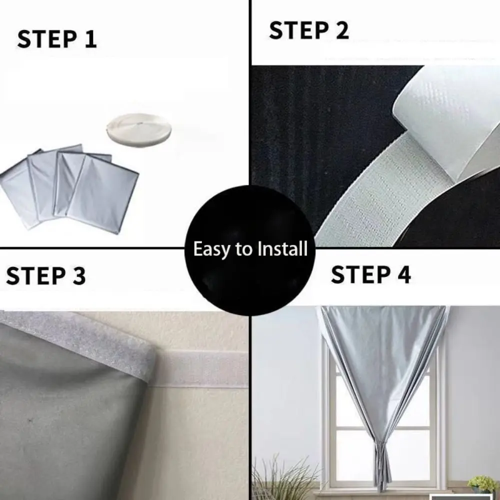 Non-transparent Light Blocking Curtains Punch-free Sun Protection Punch-free Curtains Fully Shaded Design Sunshade Curtain Cloth